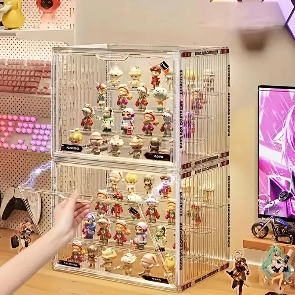 Transparent Acrylic Display Case Magnetic Closure Large Capacity Collectible Storage Box for Figurines Desktop Organizers Box
