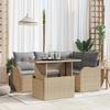 5-piece Garden Sofa Set with Beige Poly Rattan Cushions, 2-seater Garden Sofa with Poly Cushions 3348456