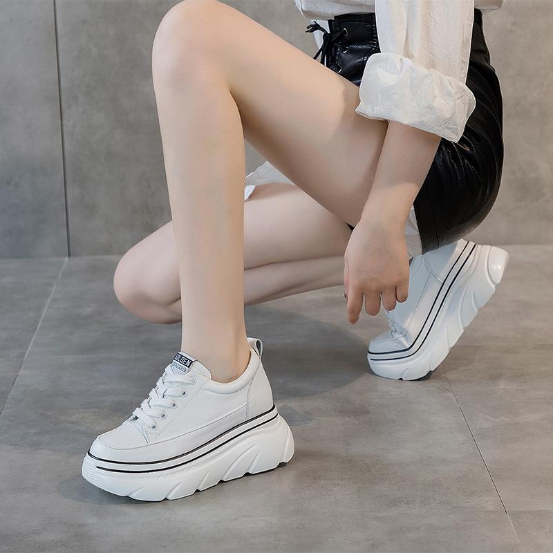 Inner Height Increase Casual Little White Shoes Women's Spring New Leather Versatile Sports Shoes Platform Small Size Women's Shoes