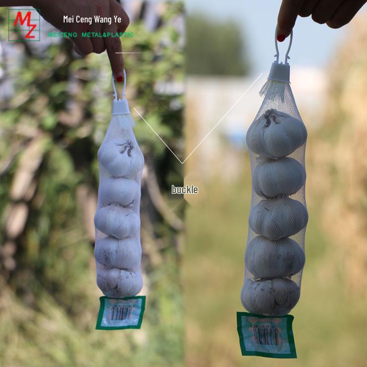

Ginger Garlic & Purple Sweet Potato Mesh Bag for Cloves - Plastic Protective Sleeve 50cm Rose Red with Onion Label