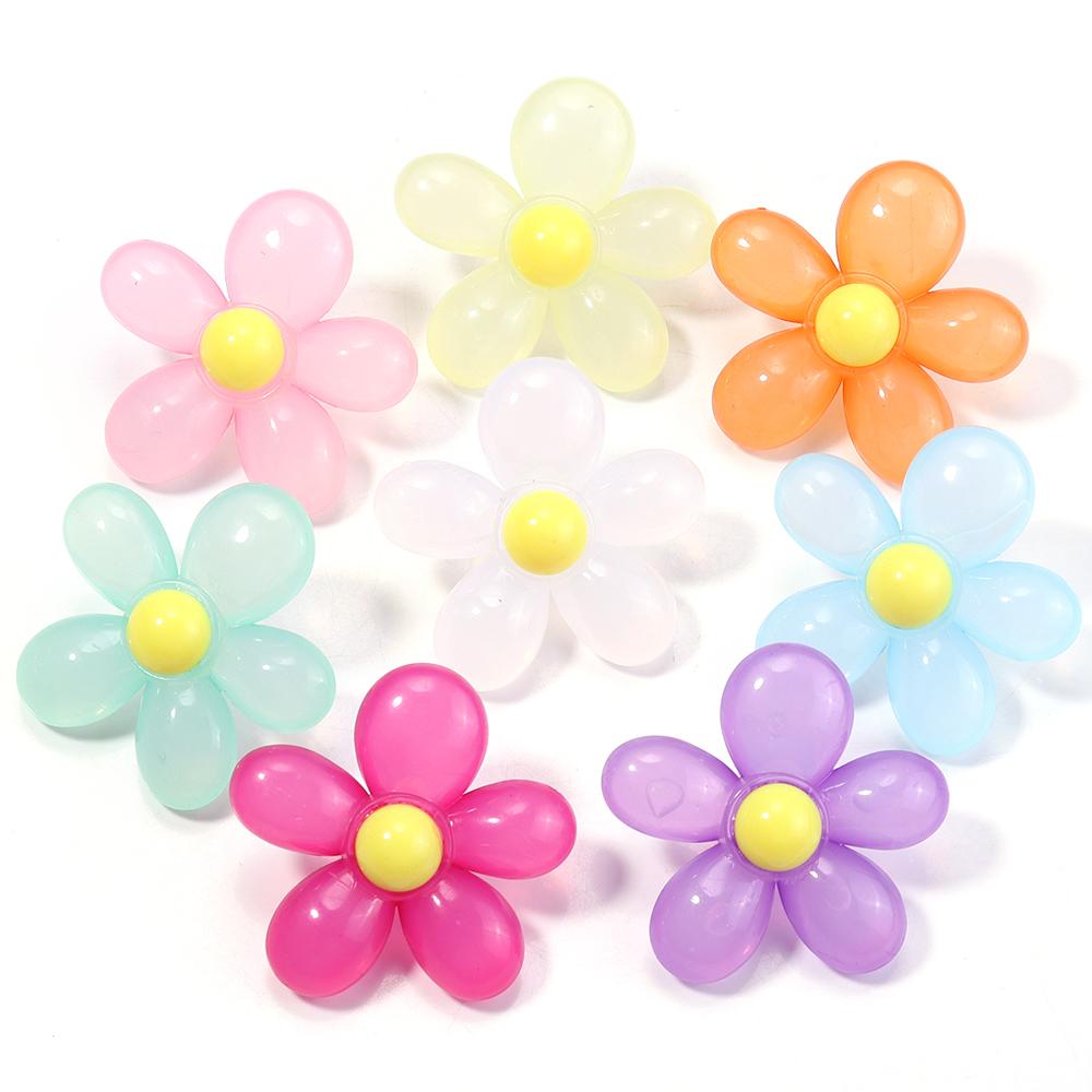 10 Stück/Los Acryl-Blütenperlen Jelly-Farbe Sonnenblumenperlen Lose Abstandshalterperlen Für Schmuckherstellung DIY Halskette Haarschmuck