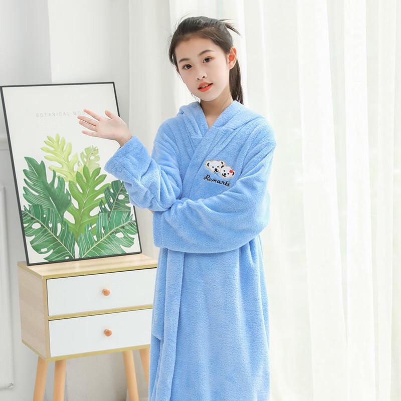 Children's Coral Fleece Hooded Bathrobe