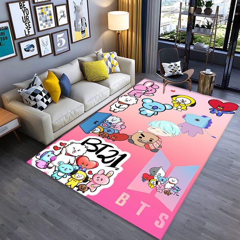 Colorful BT21 Characters Celebration carpet Living room and bedroom mats printing Office chair cushion Dormitory decoration Fashion