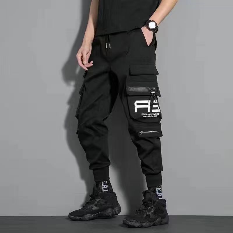 Tenké Streetwearové Ležérní Kalhoty Pánské Stuhy Harémové Joggingové Kalhoty Pánské Slim Fit Jarní Kapsáčové Kalhoty Vícekapsé Dámské Kalhoty