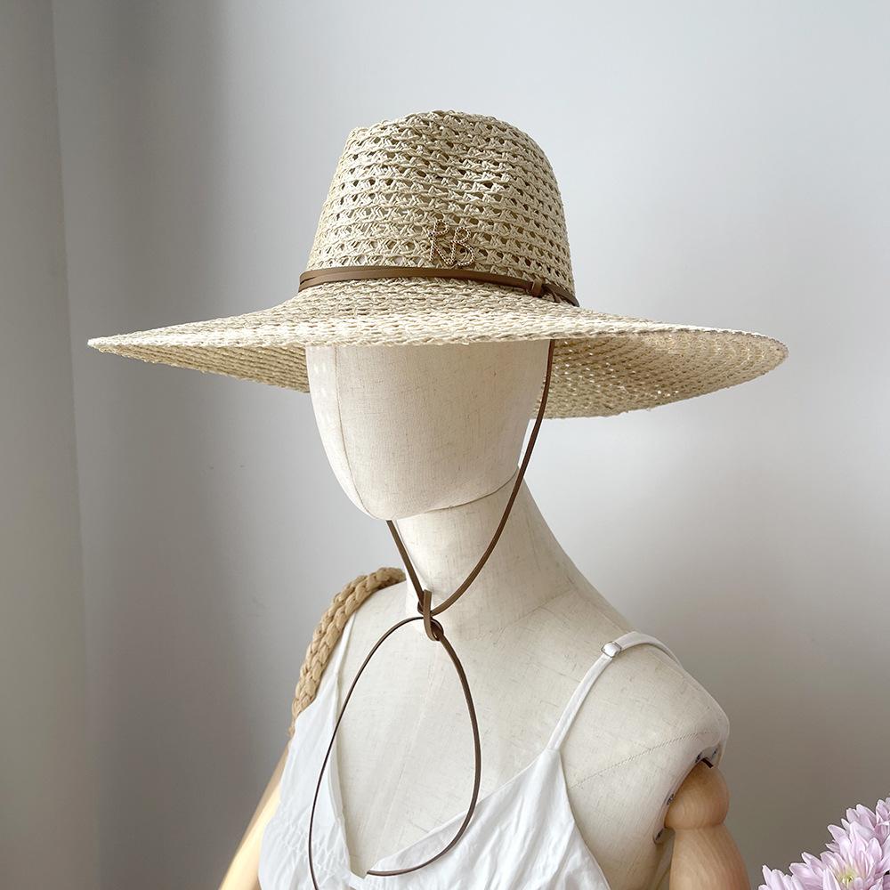 

2026 New Designer Style Hollow Woven Straw Hat for Women, Wide Brim Summer Sun Cap, Beach UV Protection