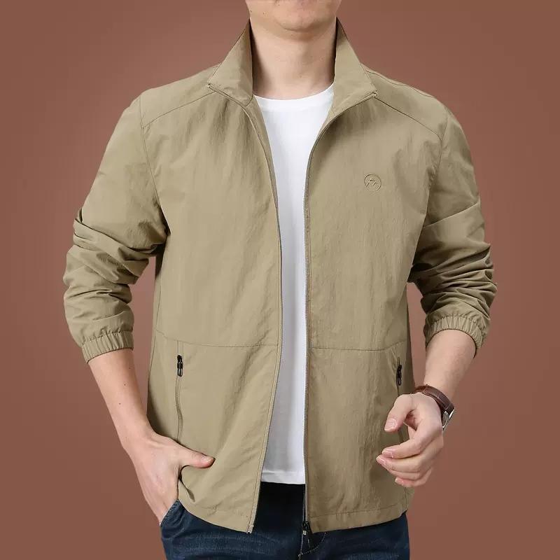 

Spring Autumn Casual Jaet Stand Collar Thin Windproof Men s Sport Loose Large Size Top Irt Coat Breathable Outerwear 4xl