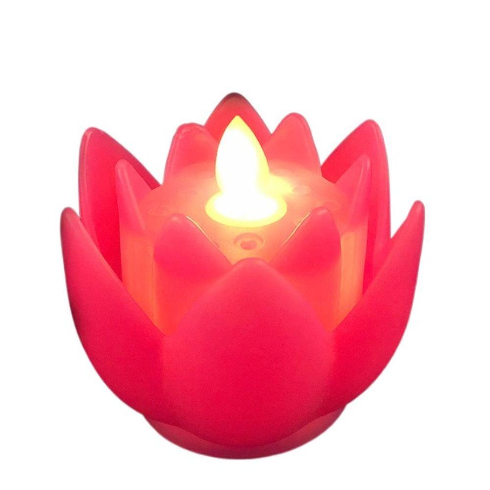 Plastic Lotus Lamp Colorful Flickering Electronic Candle Lamp Exquisite Creative Desktop Lamp Party Bedroom