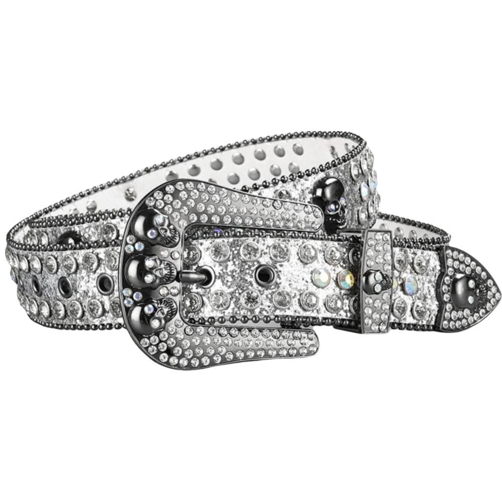 Hip Hop Rhinestone Studded Belt PU Leather Belt Jeans Short Skirt Women Men Accessories 105cm серебряный