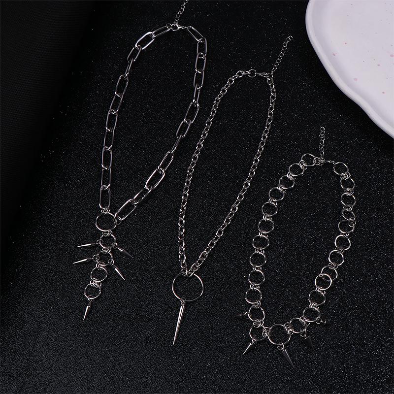 Goth Spiky Round Link Chain Choker For Women Men Punk Y2K Titanium Steel Rivet Cone Necklace Grunge Aesthetic Jewelry Gift