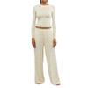 Women 2 Piece Pajama Set Long Sleeve Crop Tops and Elastic Wide Leg Pants for Loungewear Soft Sleepwear for Nightwear