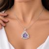 Iolite Gemstone 925 Sterling Silver Wedding Jewelry Triangle Zircon Pendant 0.99" For Bride CZP-8-3