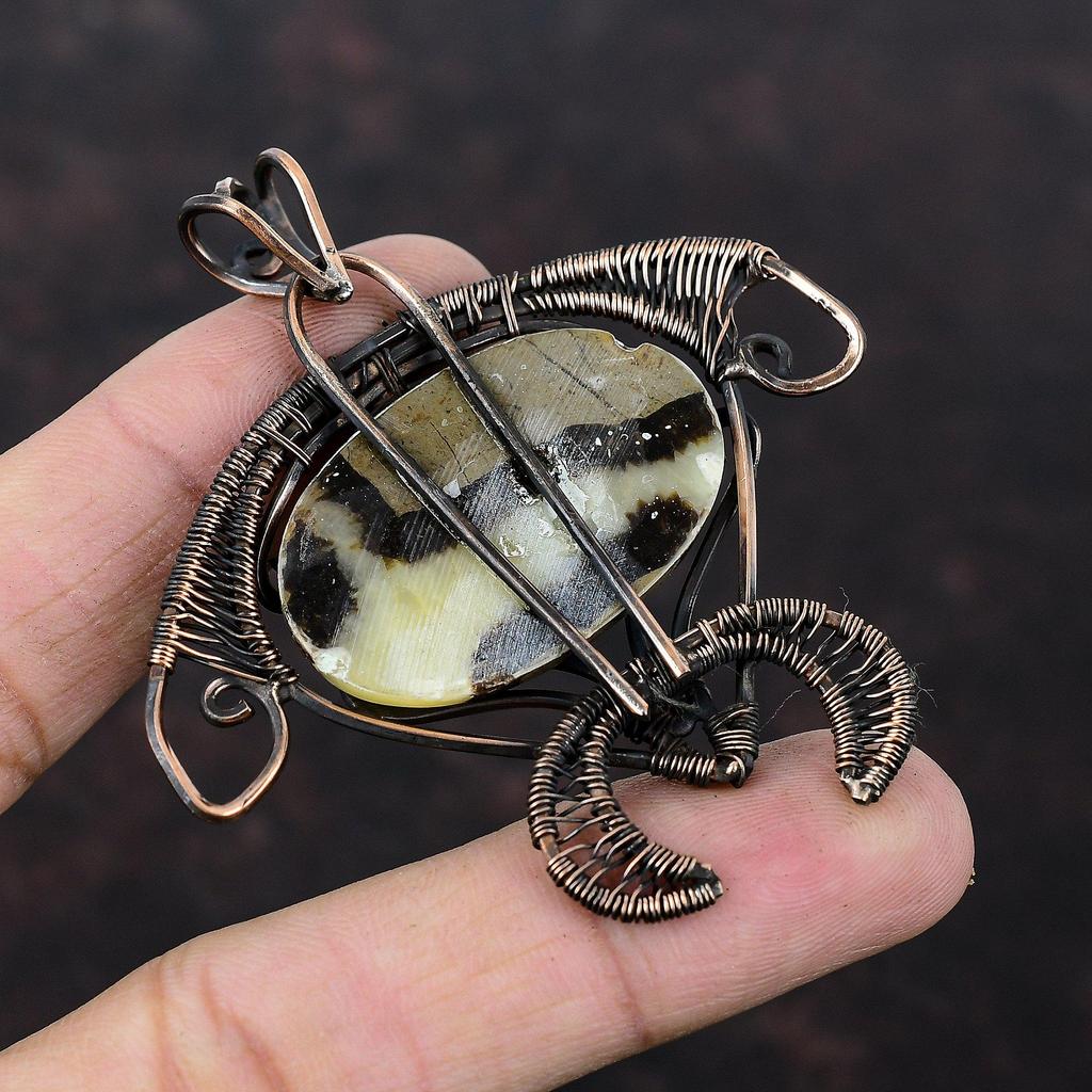 Septarian Copper Pendant Copper Wire Wrapped Tortoise Pendant Handmade Jewelry Gemstone Pendant For Women Wire Wrapped Pendant Gift For Mom
