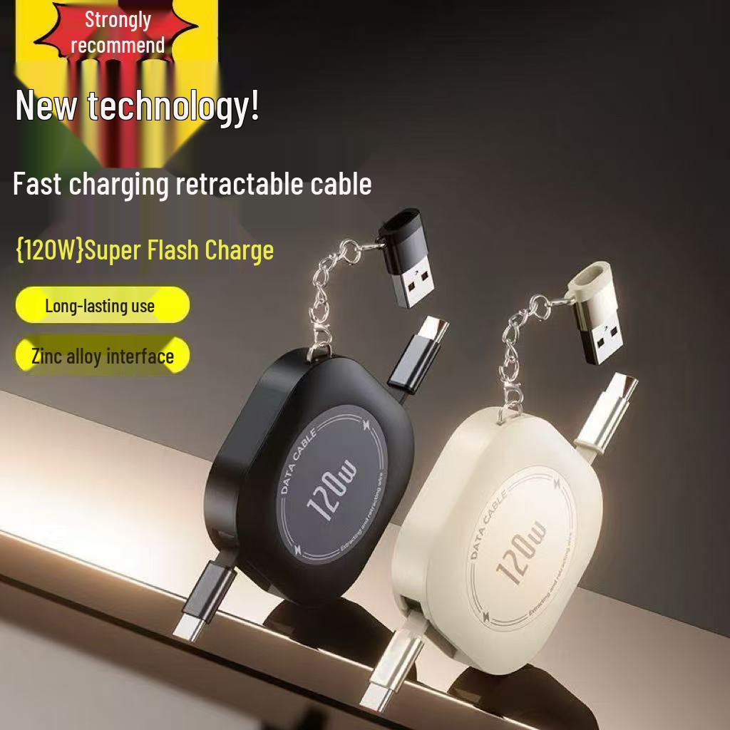 Retractable Fast Charging Cable for Apple, Huawei, Xiaomi – Portable Storage & Data Transfer Gift