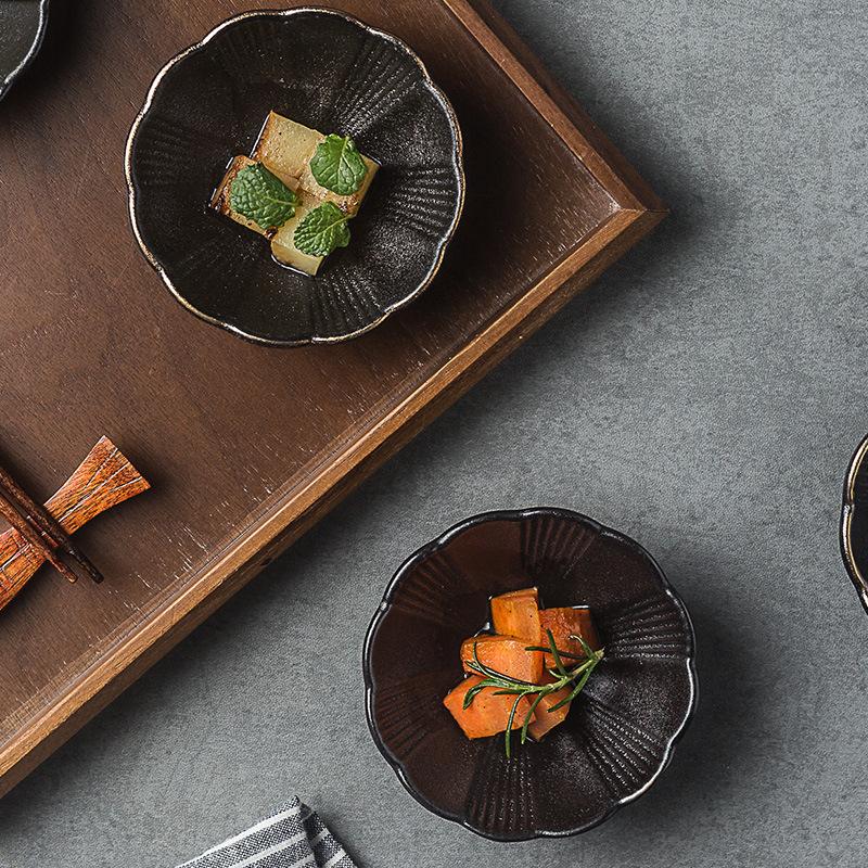 Japanese Ceramic Flavor Plate, Black Frosted Seasoning Dish, Retro Dipping Saucer, Table Vinegar Dish, Household Garlic Plate, Snack Plate