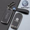 lmn1 Zinc Alloy Leather Car Remote Key Case Cover Protector Holder Shell For VW Volkswagen Touareg 2019 2020 2021 2022 Auto Accessori