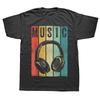 Fun Electronic Music Lovers DJ Gift Vintage Retro Headphones T-shirt Pattern Cotton Street Short Sleeve Vintage Made Old T-shirt