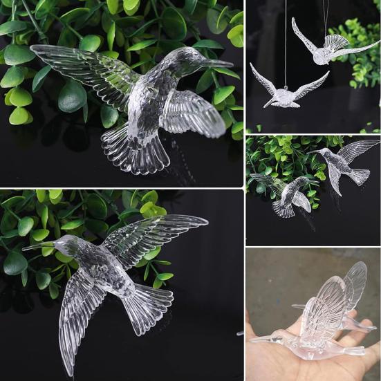 Hummingbird Hanging Ornaments Transparent Flying Birds with Hooks for Ceiling Decor Wedding Christmas Party Supplies