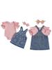 3Pcs Girl Valentine S Outfit Ruffle Short Sleeve Crew Neck Romper Heart Overall Dress and Headband Set