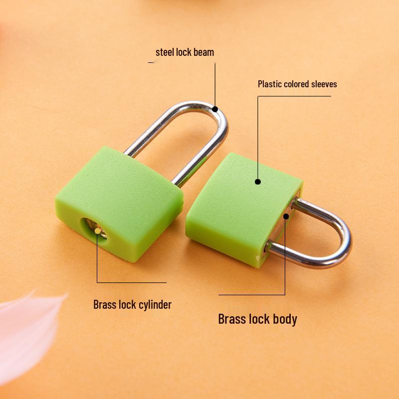 Yellow Long-Shackle Colored Mini Brass Padlock 20mm - Customizable Logo Keyed Alike Suitcase Lock