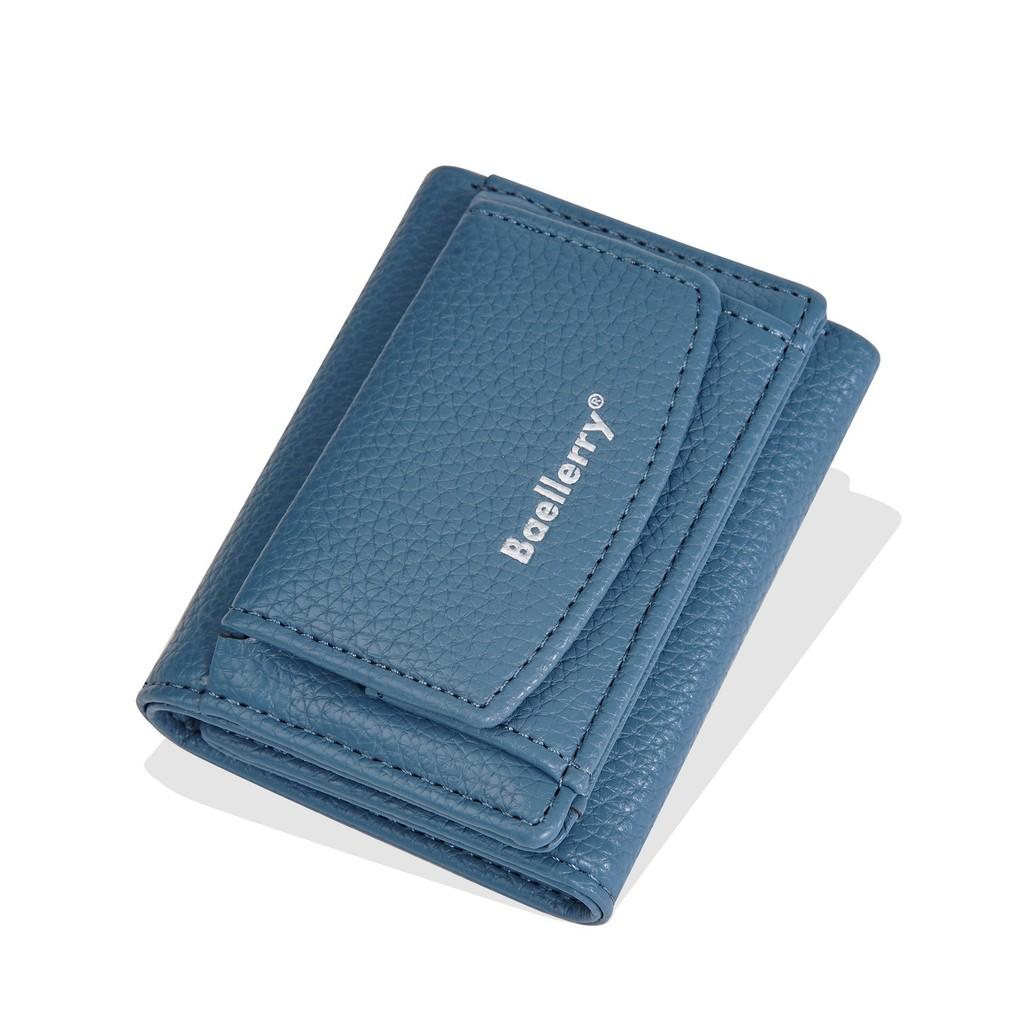 Pu Womens Wallet Short Card Holder With Solid Color Letter Pattern And Three Fold Design