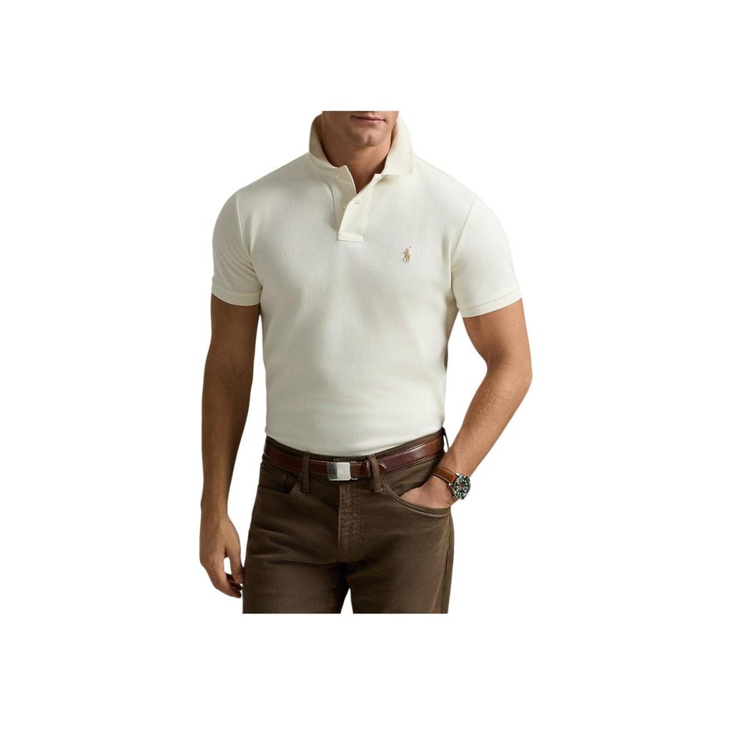 Polo Ralph Lauren Embroidered Button Short Sleeve Polo Shirt Men Tops White 710910898-008