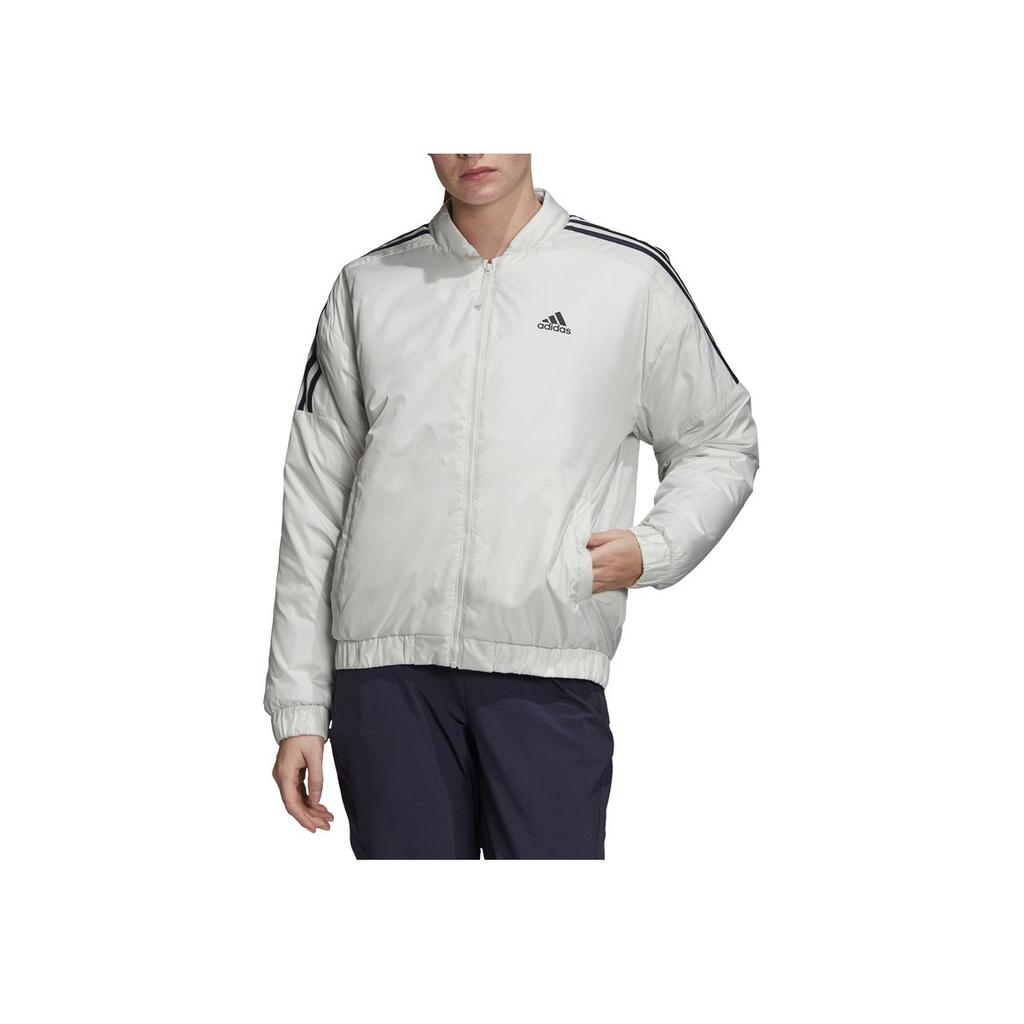 Adidas Sports Windproof Warm Stand-Up Collar Cotton Jacket Women Jackets White GH4582