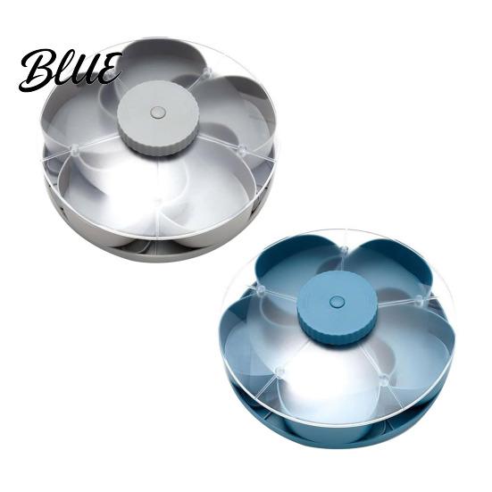 Rotating Condiment Holder Divided Snack Serving Tray with Lids Spinning Compartment Platter for Vegetable And Dip Dips Veggies Fruits Space-Saving
