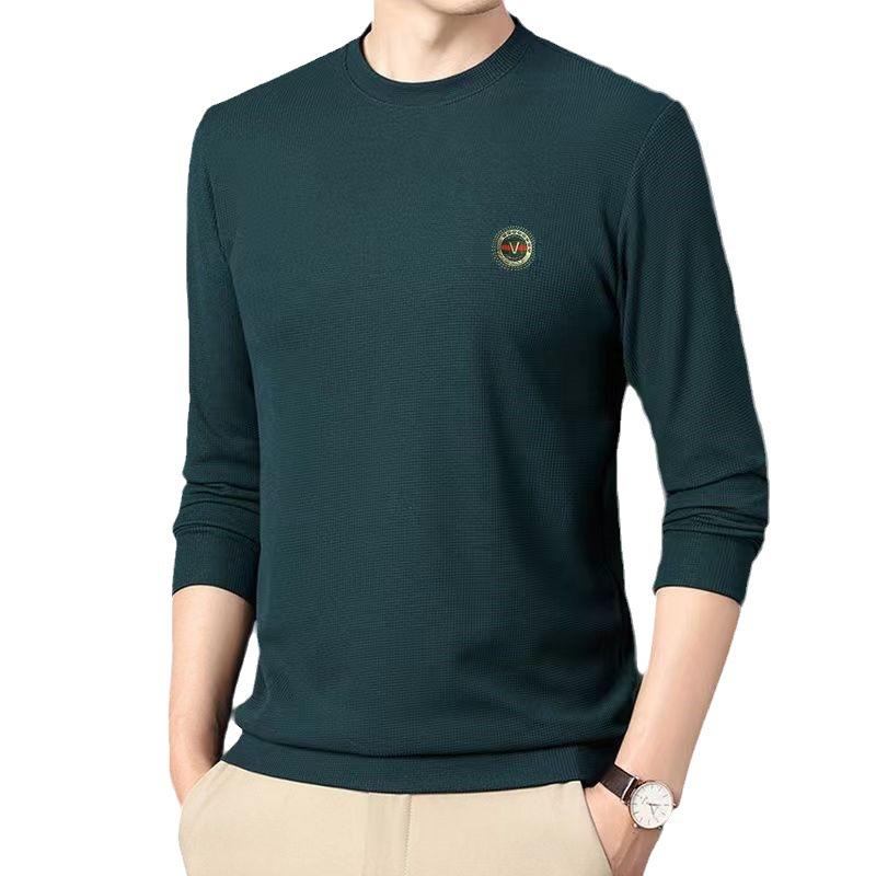 New Quality Men's Long-sleeved T-shirt Solid Color Round Neck Bottoming Shirt T-shirt Casual T-shirt Large Size Top Men's Autumn and Winter