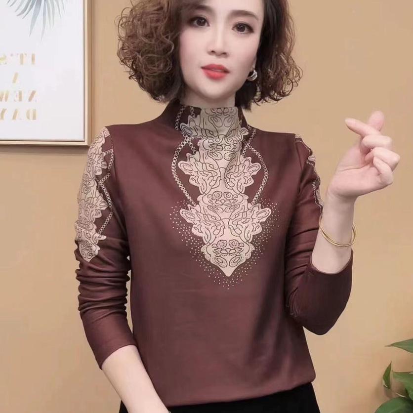 Stylish Velvet-Lined Long Sleeve Winter Shirt with Half-High Neck