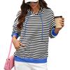Women's Fashion Striped Long Sleeve Hoodie, Loose Fit Pullover for Casual Daily Wear