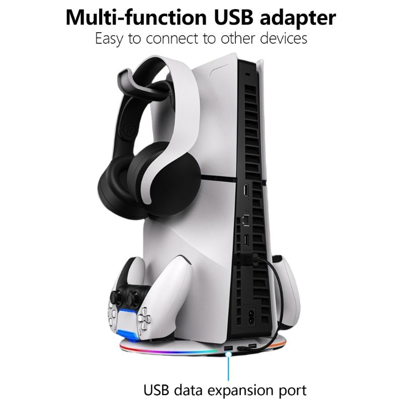 Upgrades Charging Dock with Lighting Multifunctional charges Stand Multifunction Charging Dock ABS for P5 Slim Consoles
