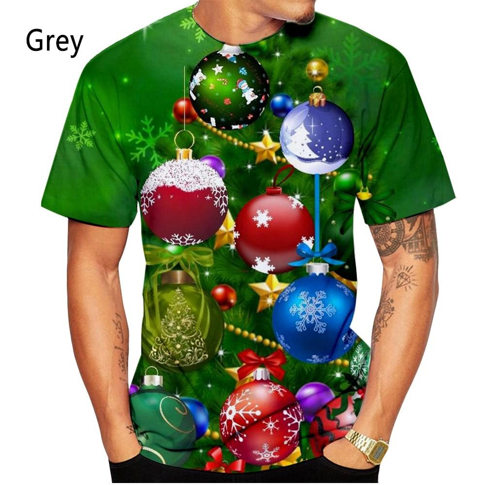 

Мужские и женские рождественские футболки, футболки с 3D-принтом Санта-Клауса с коротким рукавом, свежие футболки для кануна Рождества 6XL