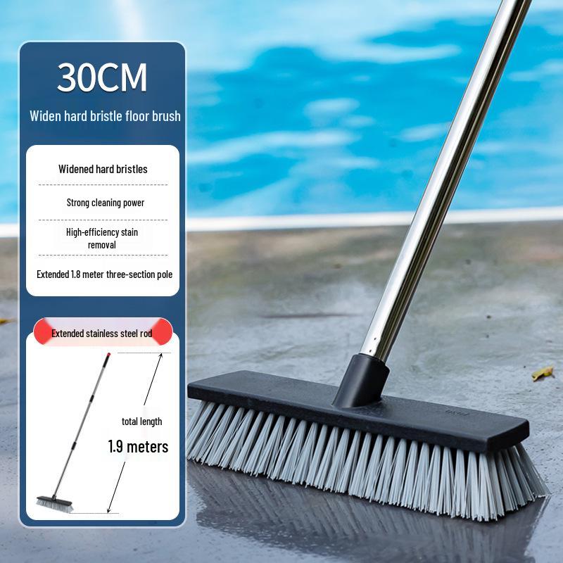 Long-Handled Steel Wire Brush: Floor Scrubber & Rust Remover