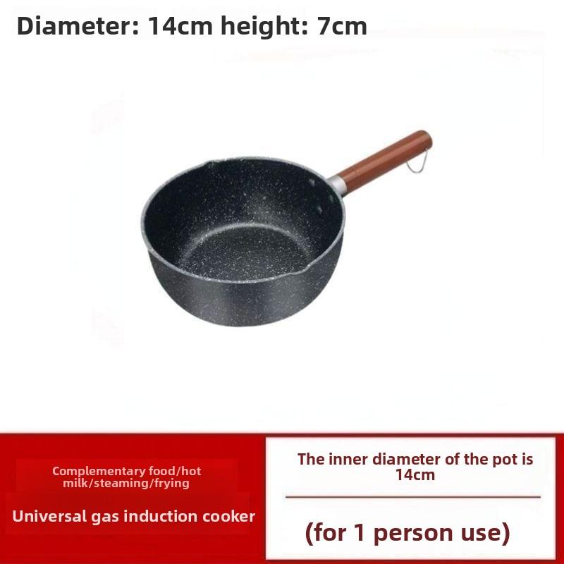 14cm/16cm Nepřilnavý rendlík Hrnec na polévku s výlevkou Rendlík na mléko Dřevěná rukojeť Rendlík odolný proti přichytávání pro domácí kuchyni