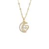 Titanium Steel Moon and Heart Zircon Pendant Necklace for Women