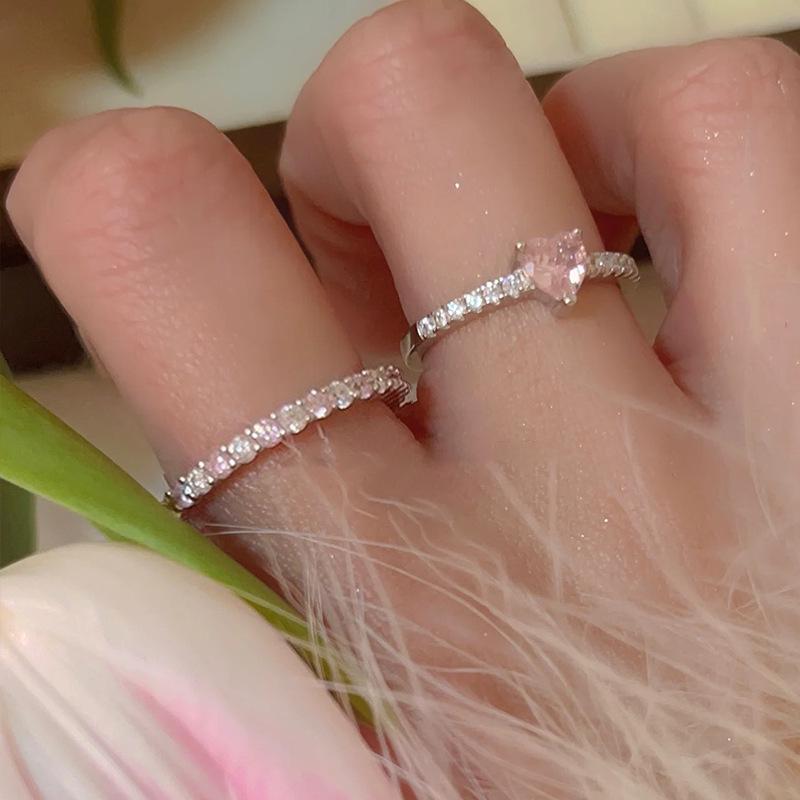 Mädchen Rosa Zirkon Herz Metall Offener Ring - Schlichtes, Vielseitiges und Stilvolles Neues Design