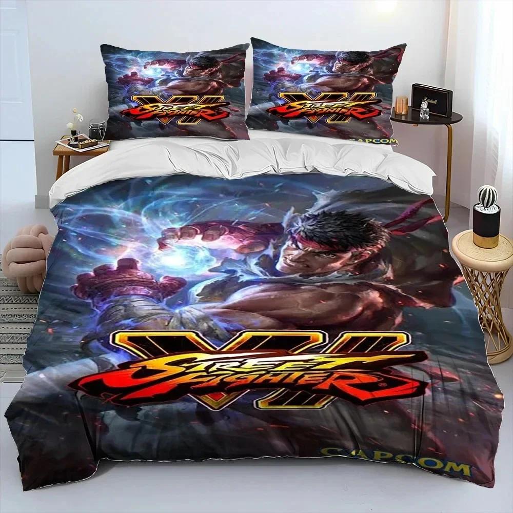 3D Print Street Fighter Retro Game Comfortable Duvet Quilt Cover Pillowcase Bedding Set Children Bedroom Decoration Home Textile