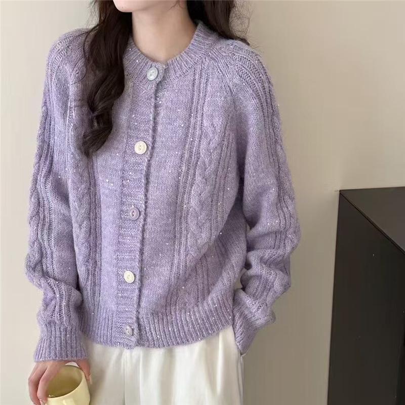Women's Chunky Knit Cardigan - Cozy Autumn/Winter Loose-Fit Outerwear, Thick Cable Knit Top