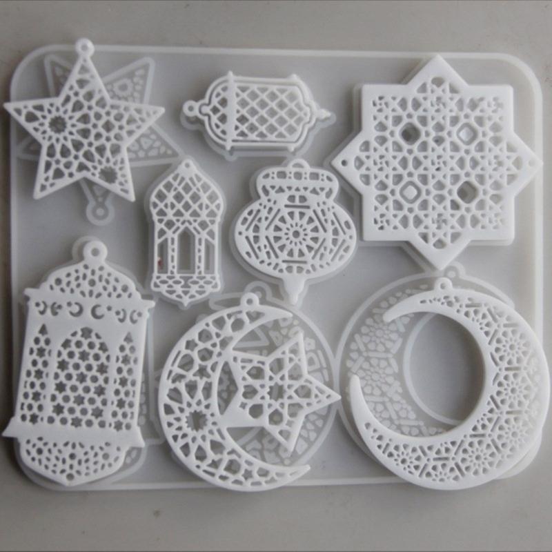 Silicone Crafting Mold Moon and Star Pendant Making Molds Silicone Crafting Supply Eid Theme for Jewelry and Home Decors
