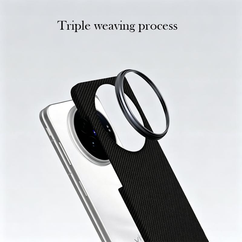 Carbon Fiber Case For Vivo X Fold 6 Kevlar Wireless Charging Back Cover Case for