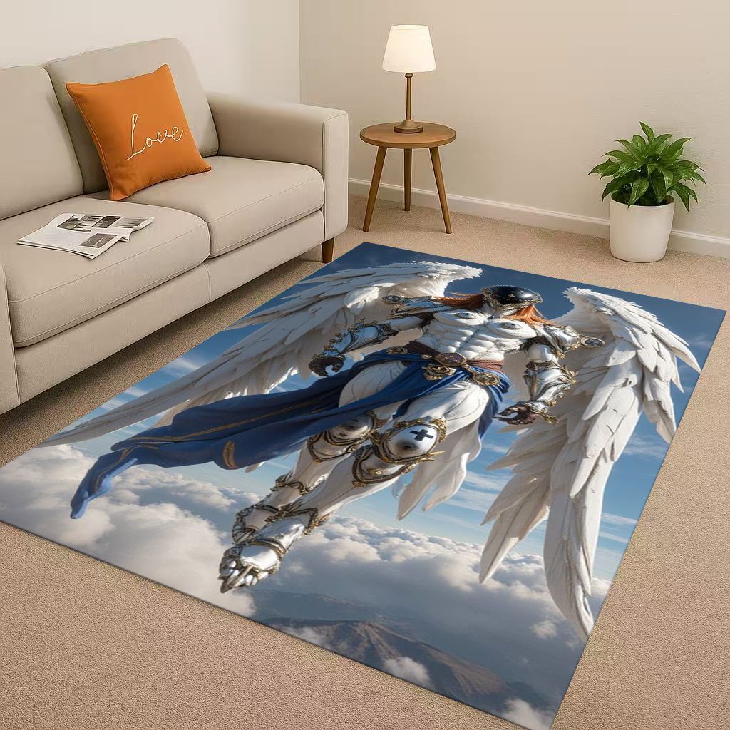 3D Cartoon Digimon Adventure Angemon Living Room Non Slip Area Rug Soft Carpet for Bedroom Sofa,Easy Clean Home Doormat Playmat