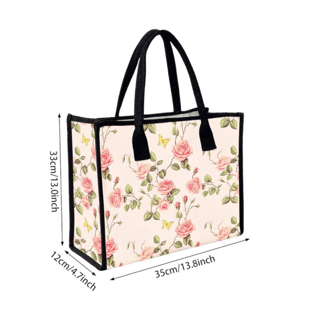 Floral Tote Bag Stylish Casual Handbag for Daily Use Lightweight Shoulder Bag