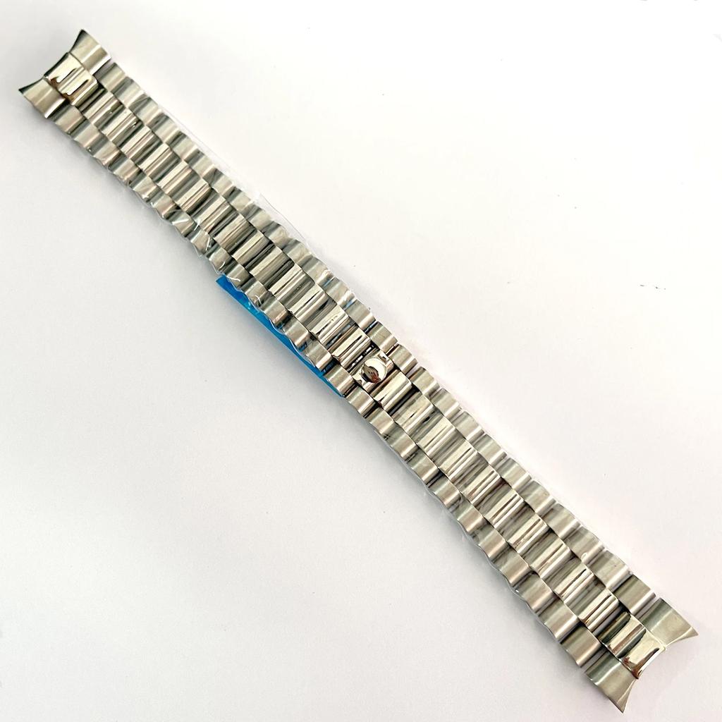 20MM Width Silver Presidential Solid Bracelet 904L Stainless Steel Glide Lock Clasp Wristband for Sub Log NH34 NH35 Watch Case