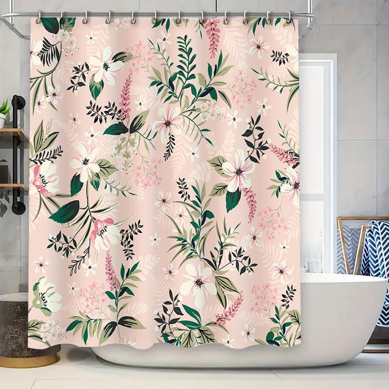

Vintage Bohemian Floral Shower Curtainpink Green White Black Waterproof Polyester Decorative Bathroom Accessories 180X245Cm (6Ft W60H190(CM)-1 Pcs
