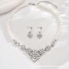 Alloy Rhinestone Wedding Necklace Earrings Bridal Wedding Accessories Banquet Ladies Jewelry