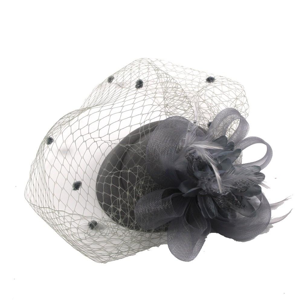 Bride Headdress Mesh Fascinator Hat Sinamay Feathers Party Mesh Hair Band Dance Show