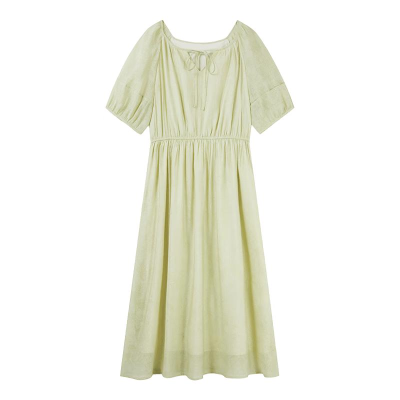 Autumn Water Lady French Style Tie-Waist Maxi Dress M