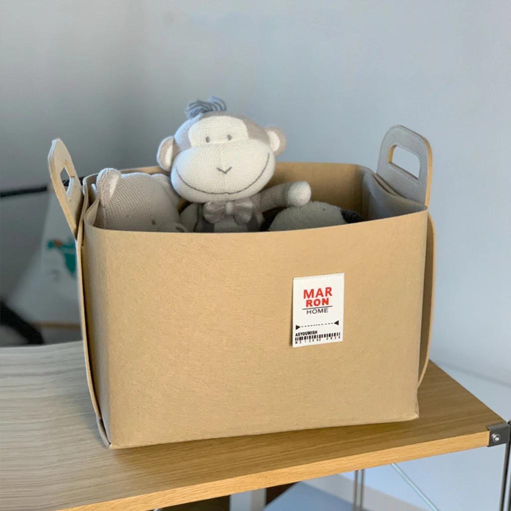 Fashion New Washable Wool felt Fabric Folding CD Storage Box Foldable Bins Toys Organizer With Lid Storage Basket Laundry Basket S 18x13x11cm 698₽