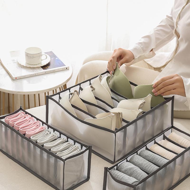 2/3Pcs Underwear Drawer Organizer Storage Box Foldable Closet Organizers Drawer Divider Storage Boxes For Underpants Socks Bra