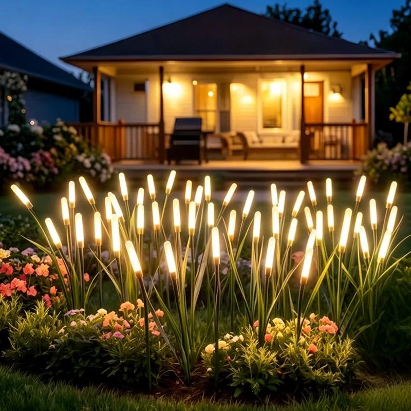 Solar LED Glowing Bubbles Cylindrical Reed Lights IP65 Waterproof Swaying Firefly Lights for Outdoor Garden Courtyard Patio Lawn Path Landscape Decor